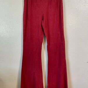 Chatoyant Red Cotton Flared Pants Medium Made in USA 70’s Stretch Yoga Boho